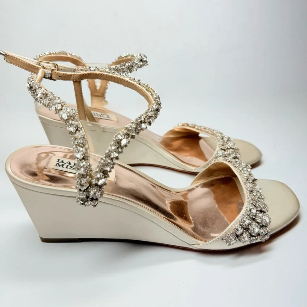 Badgley Mischka Women's Blakely Embellished Wedge Sandals‎ Size 9